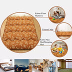 Materasso Futon Pieghevole da Pavimento, Rosso Mattone / Grigio – Singolo/Matrimoniale alla francese, 1 Posto