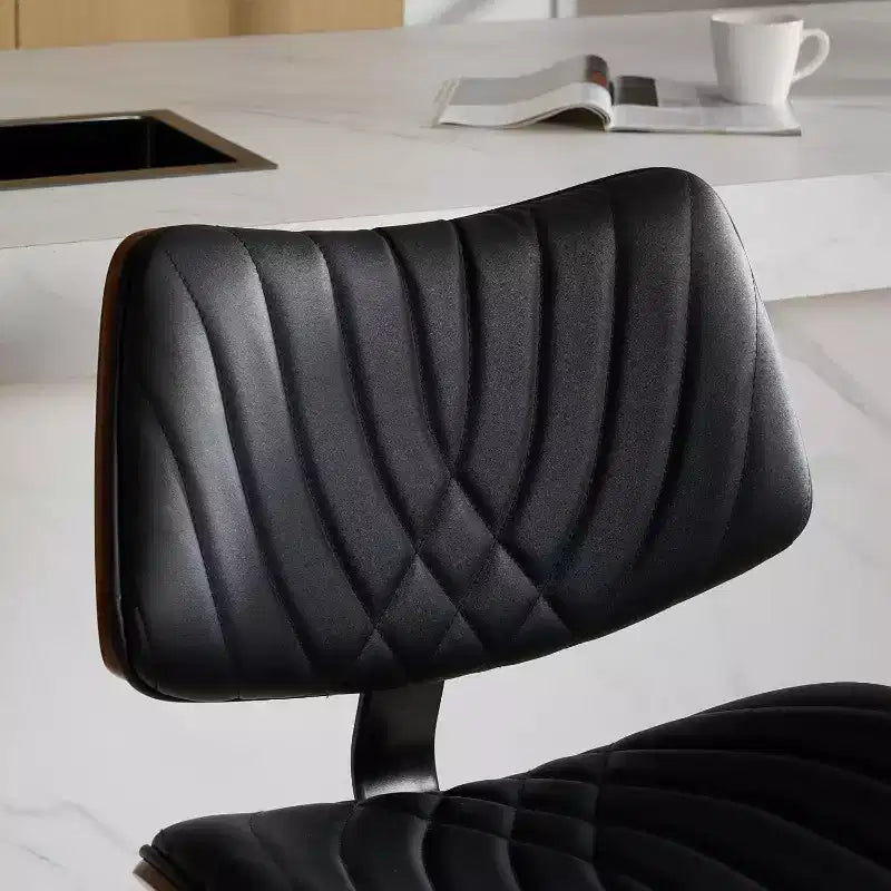Sgabello da bar girevole beige/nero, altezza regolabile, pelle PU, 1 posto