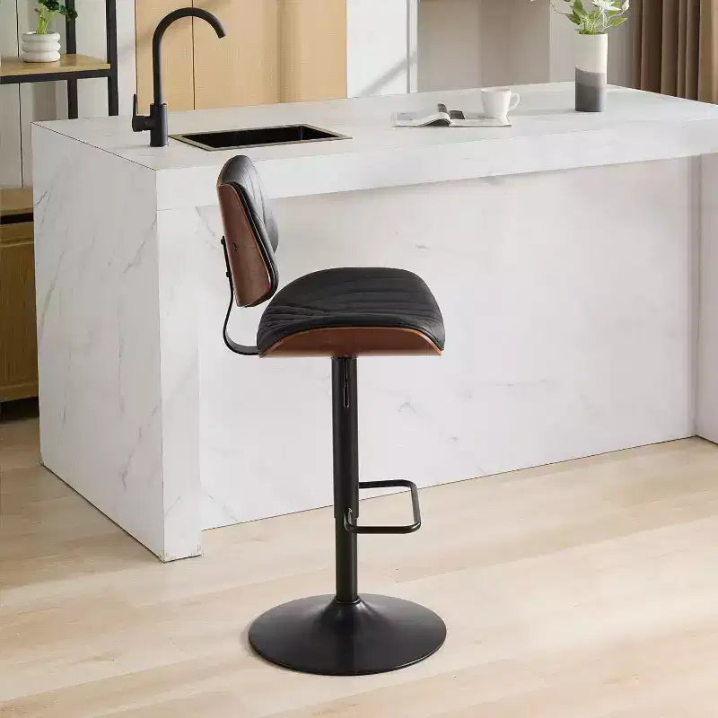 Sgabello da bar girevole beige/nero, altezza regolabile, pelle PU, 1 posto