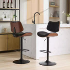 Sgabello da bar girevole beige/nero, altezza regolabile, pelle PU, 1 posto