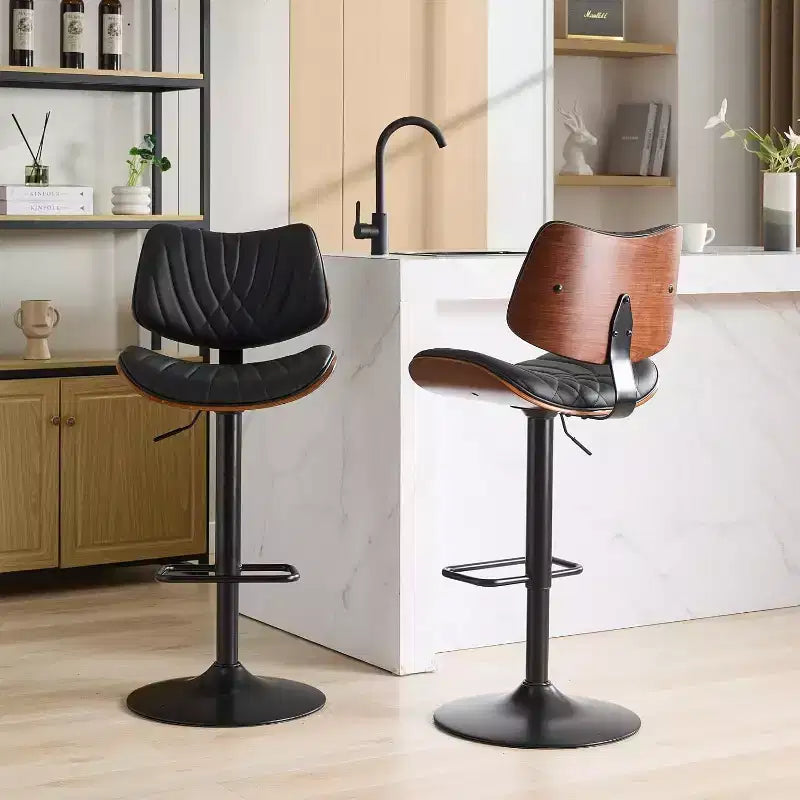 Sgabello da bar girevole beige/nero, altezza regolabile, pelle PU, 1 posto