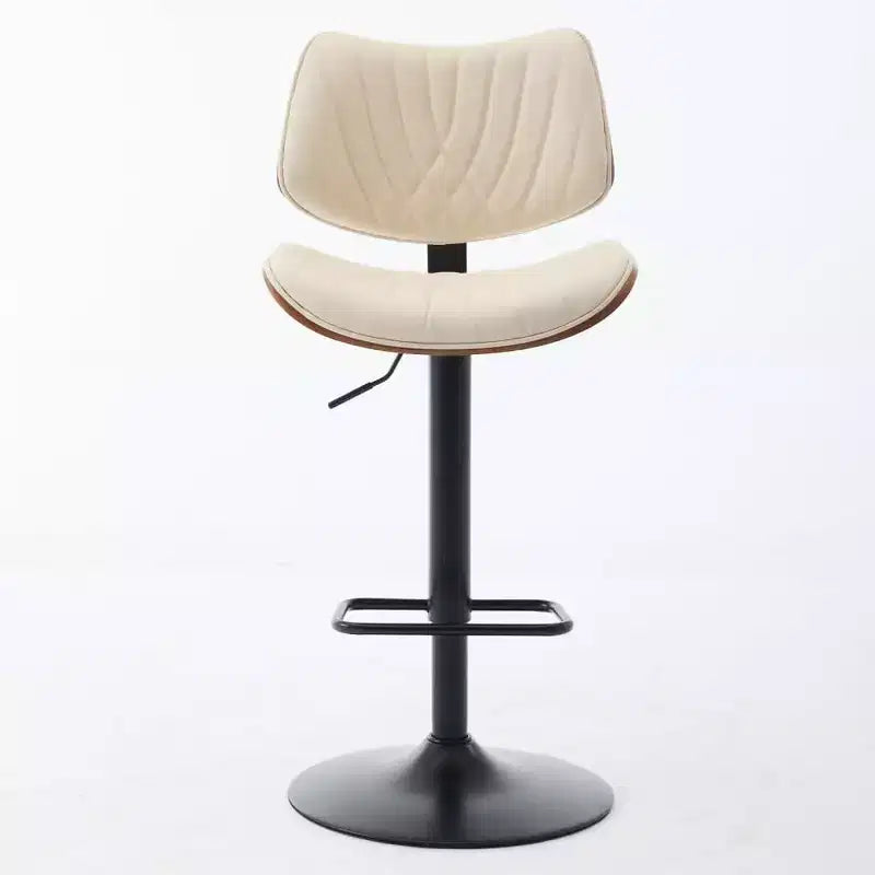 Sgabello da bar girevole beige/nero, altezza regolabile, pelle PU, 1 posto