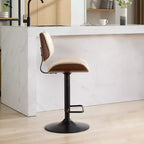 Sgabello da bar girevole beige/nero, altezza regolabile, pelle PU, 1 posto