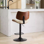 Sgabello da bar girevole beige/nero, altezza regolabile, pelle PU, 1 posto