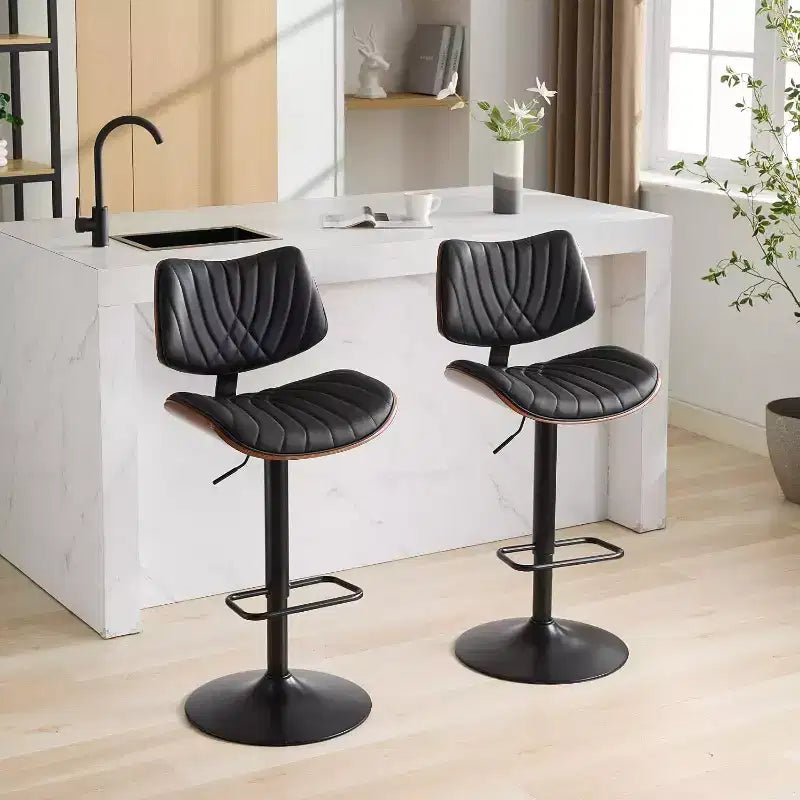 Sgabello da bar girevole beige/nero, altezza regolabile, pelle PU, 1 posto