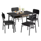 Set da tavolo da pranzo nero da 5 pezzi, 4 posti a sedere, struttura in metallo con sedie imbottite