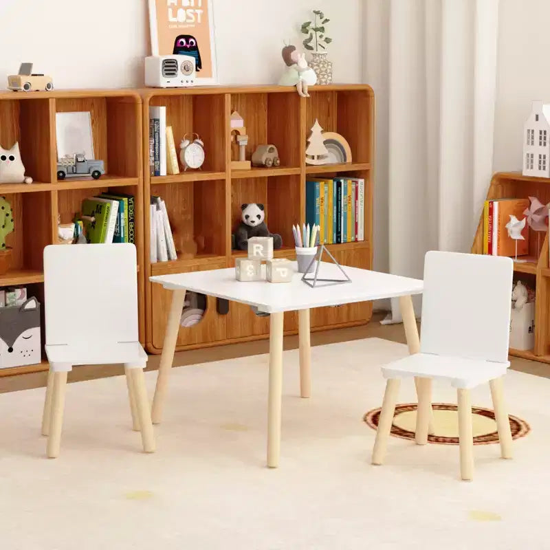 Tavolo e 2 Sedie per Bambini Bianco, Legno/MDF, per 2 Bambini