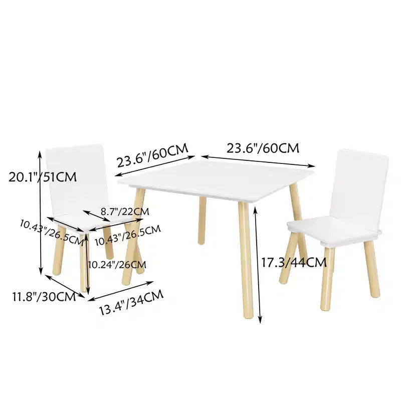 Tavolo e 2 Sedie per Bambini Bianco, Legno/MDF, per 2 Bambini