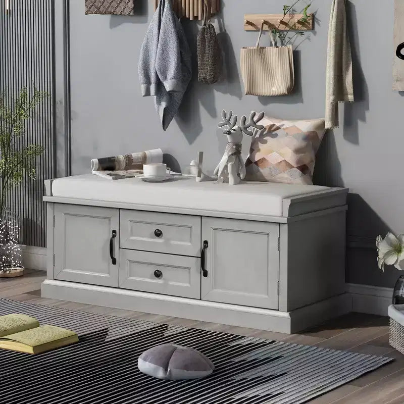 Mobiletto contenitore con 2 cassetti e 2 ante – Nero / Bianco / Espresso / Grigio sbiancato / Blu antico