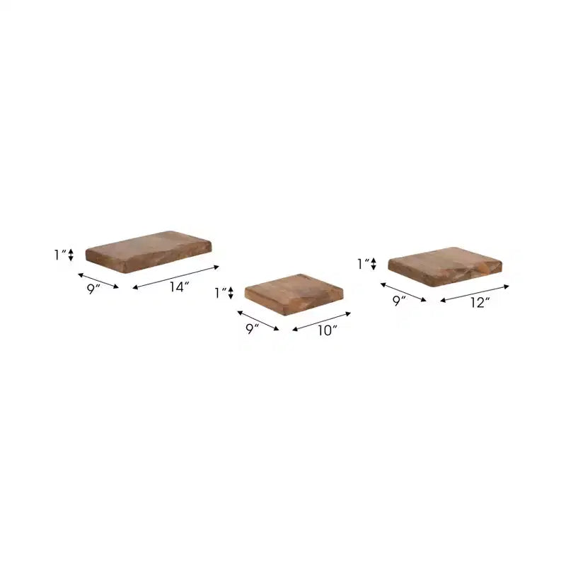 Mensole Fluttuanti da Parete in Legno di Mango Naturale, Set da 3
