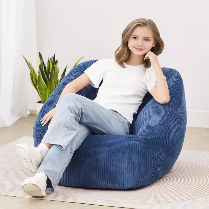 Poltrona a sacco in memory foam grigia con braccioli e tasca portaoggetti – 1 posto
