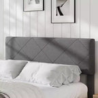 Struttura letto king-size imbottita grigio scuro, testiera trapuntata a rombi, per 1-2 persone