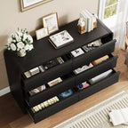 Cassettiera a 6 cassetti, design curvo ad arco, beige / nero / bianco, autoportante