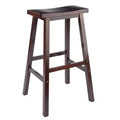29" Satori Saddle Seat Barstool - Antique Walnut - Winsome: Rectangular, Backless, Wood Frame, Fixed Height