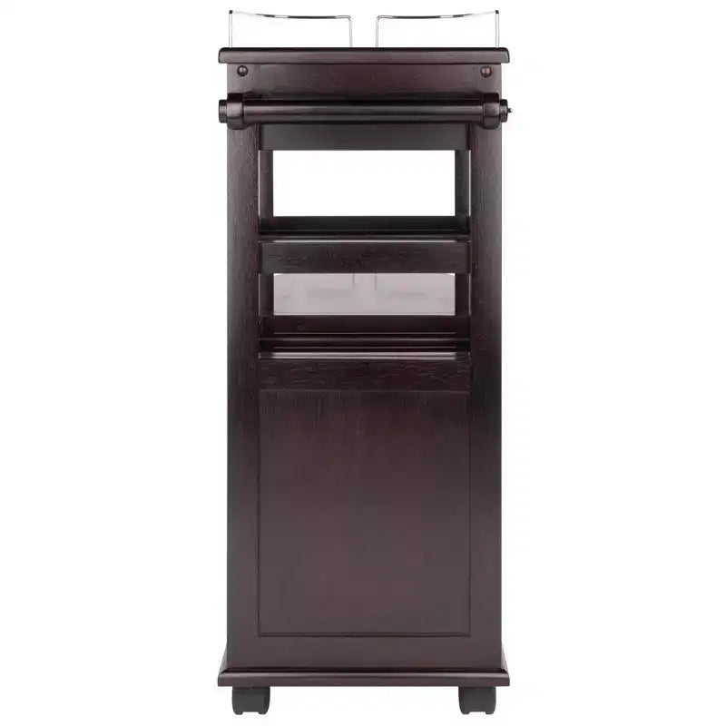 Carrello da Cucina su Ruote Espresso Scuro – 3 Ripiani, 1 Cassetto, Utente Singolo