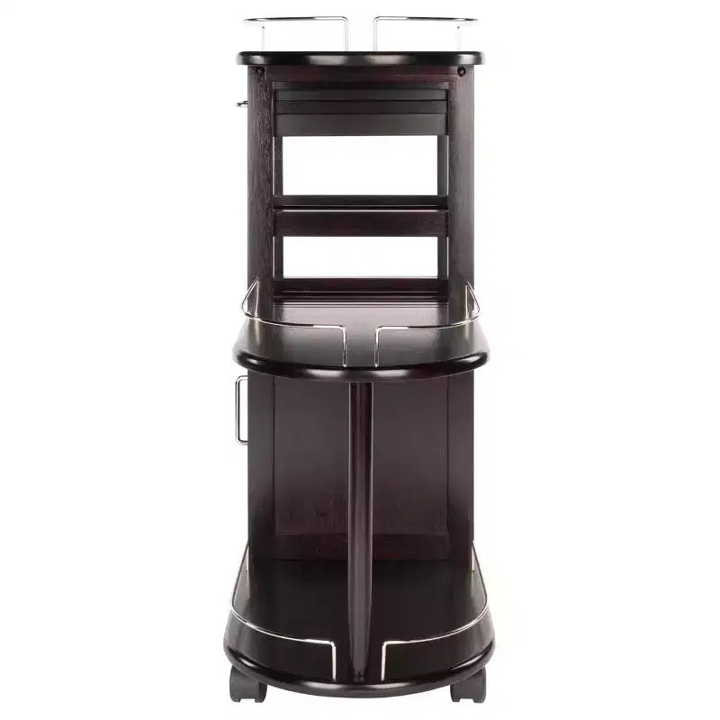 Carrello da Cucina su Ruote Espresso Scuro – 3 Ripiani, 1 Cassetto, Utente Singolo