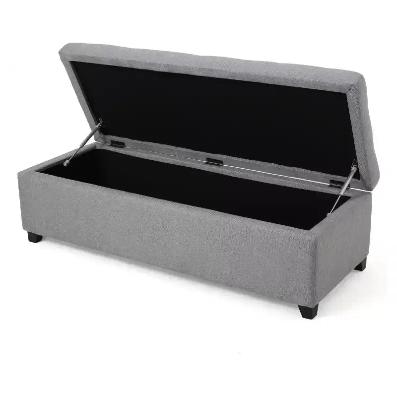 Panca pouf contenitore imbottita grigia – 1 posto, poliestere