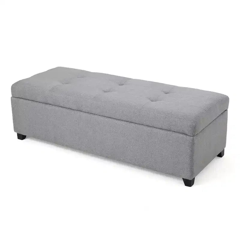 Panca pouf contenitore imbottita grigia – 1 posto, poliestere