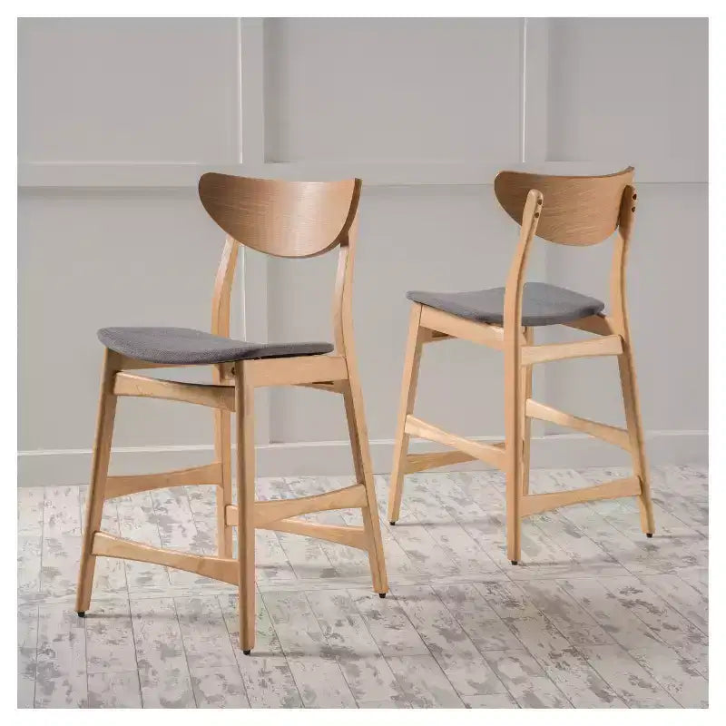 Verde Tè / Beige Chiaro / Grigio Scuro | Sgabello da bancone senza braccioli con schienale medio | Set da 2