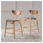 Verde Tè / Beige Chiaro / Grigio Scuro | Sgabello da bancone senza braccioli con schienale medio | Set da 2