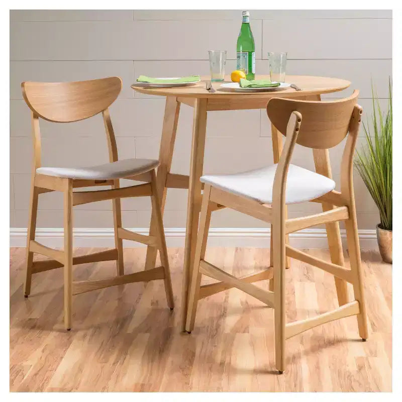 Verde Tè / Beige Chiaro / Grigio Scuro | Sgabello da bancone senza braccioli con schienale medio | Set da 2