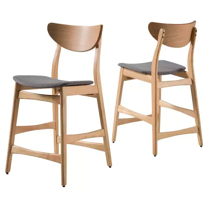 Verde Tè / Beige Chiaro / Grigio Scuro | Sgabello da bancone senza braccioli con schienale medio | Set da 2