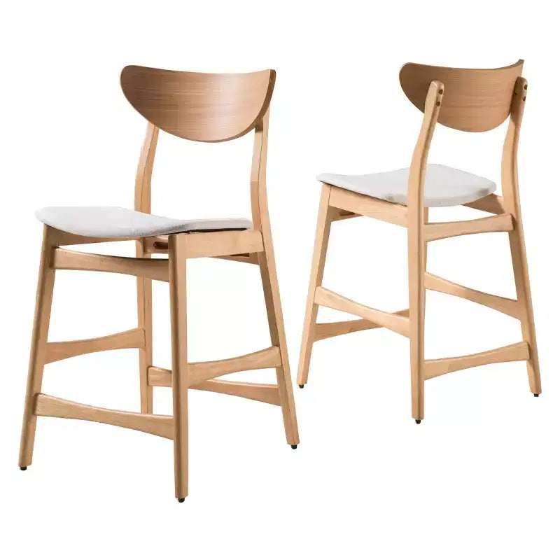 Verde Tè / Beige Chiaro / Grigio Scuro | Sgabello da bancone senza braccioli con schienale medio | Set da 2