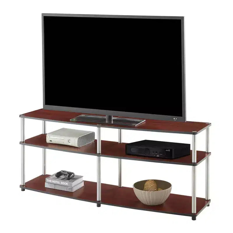 Mobile TV a 3 ripiani, nero / ciliegio / betulla finta / grigio invecchiato, adatto a TV fino a 65"