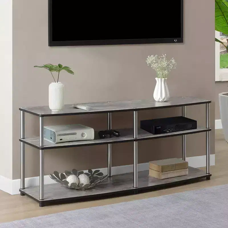 Mobile TV a 3 ripiani, nero / ciliegio / betulla finta / grigio invecchiato, adatto a TV fino a 65"