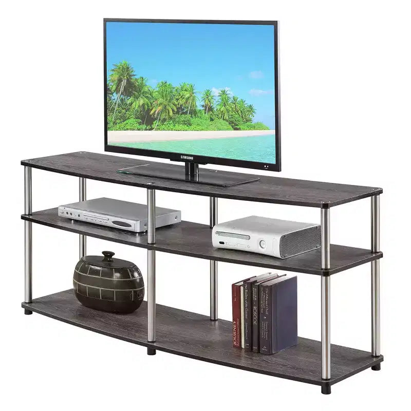 Mobile TV a 3 ripiani, nero / ciliegio / betulla finta / grigio invecchiato, adatto a TV fino a 65"