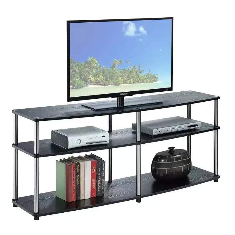 Mobile TV a 3 ripiani, nero / ciliegio / betulla finta / grigio invecchiato, adatto a TV fino a 65"