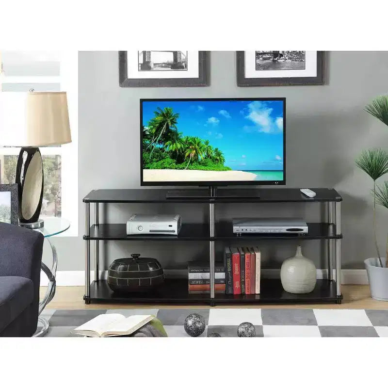 Mobile TV a 3 ripiani, nero / ciliegio / betulla finta / grigio invecchiato, adatto a TV fino a 65"
