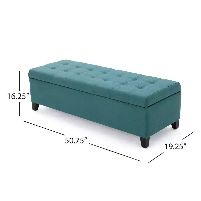 Panca Pouf Contenitore Trapuntata – Beige / Marrone / Blu Scuro / Grigio Chiaro / Verde Petrolio Scuro, 1 Posto