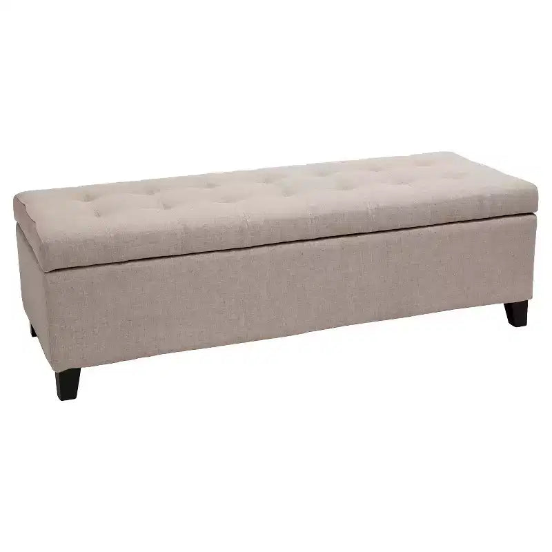 Panca Pouf Contenitore Trapuntata – Beige / Marrone / Blu Scuro / Grigio Chiaro / Verde Petrolio Scuro, 1 Posto