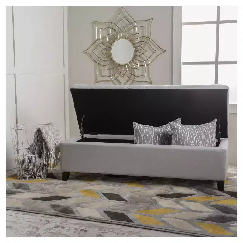 Panca Pouf Contenitore Trapuntata – Beige / Marrone / Blu Scuro / Grigio Chiaro / Verde Petrolio Scuro, 1 Posto
