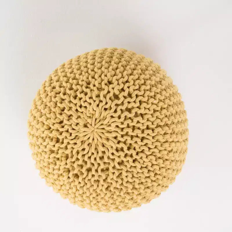 Pouf ovale in cotone lavorato a mano – Giallo/Marrone – 1 posto a sedere