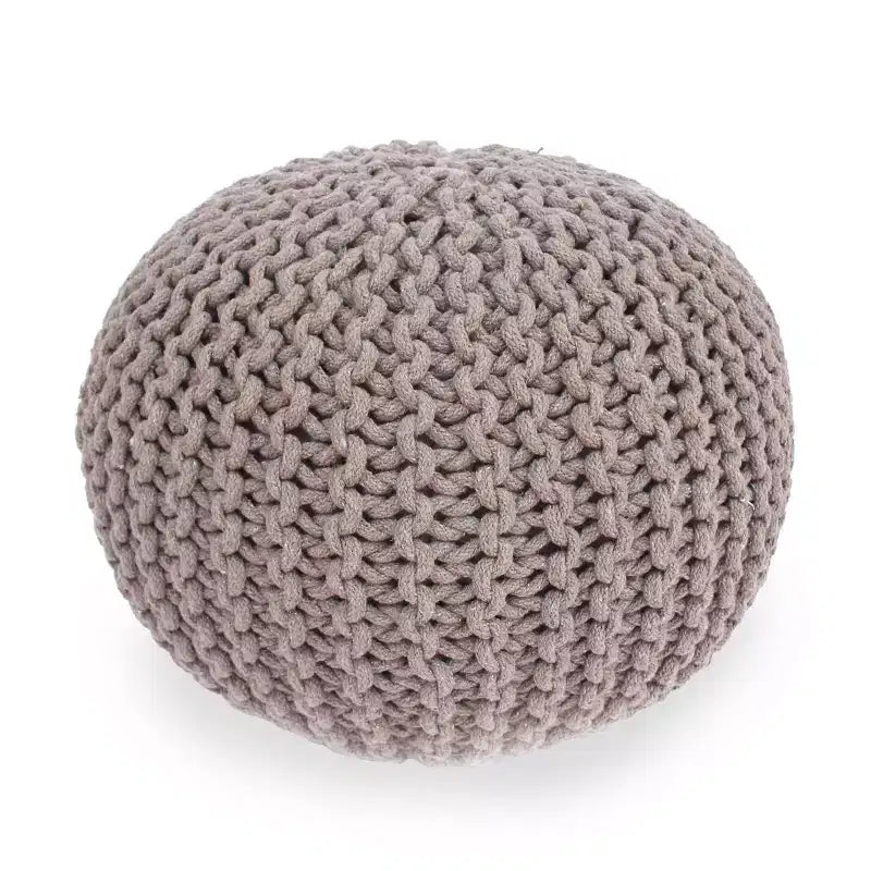 Pouf ovale in cotone lavorato a mano – Giallo/Marrone – 1 posto a sedere