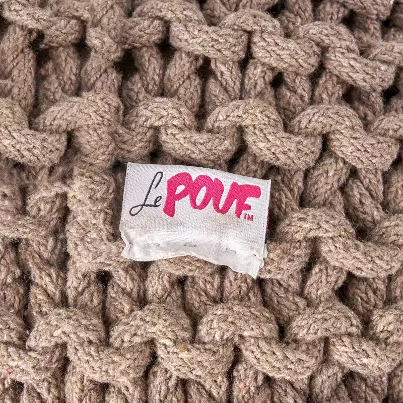 Pouf ovale in cotone lavorato a mano – Giallo/Marrone – 1 posto a sedere