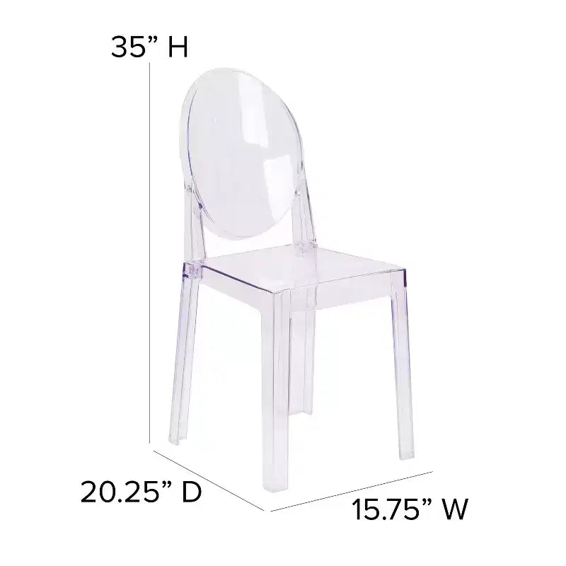 Sedia Ghost Trasparente in Cristallo, Schienale Ovale, 1 Posto