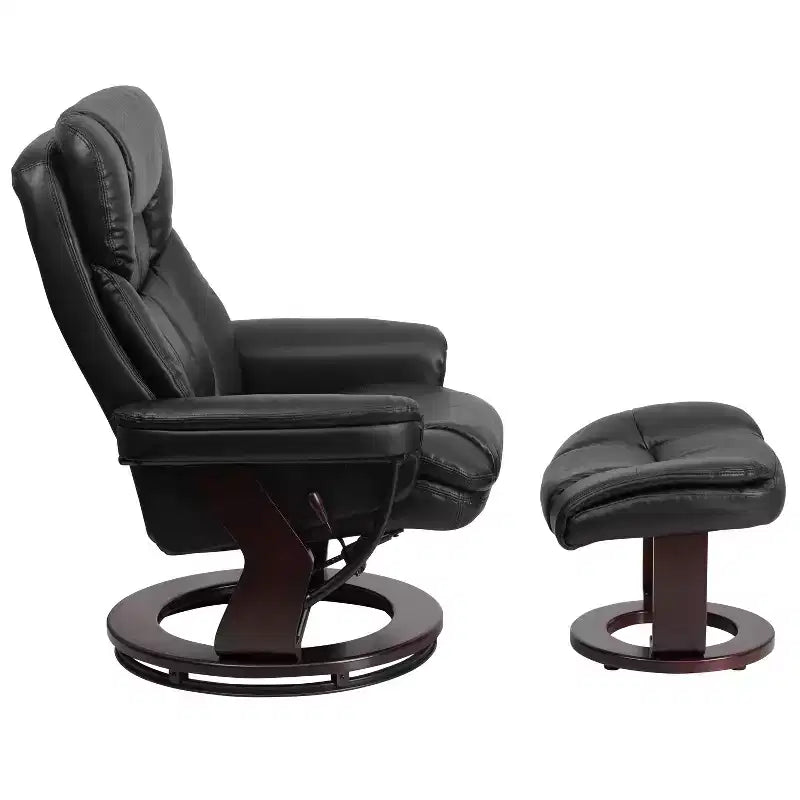 Poltrona Reclinabile Girevole in Similpelle e Poggiapiedi, 1 Posto – Beige / Nero / Marrone Vintage / Grigio / Palomino