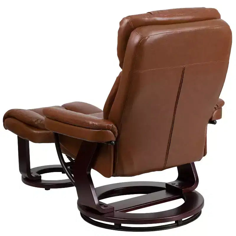 Poltrona Reclinabile Girevole in Similpelle e Poggiapiedi, 1 Posto – Beige / Nero / Marrone Vintage / Grigio / Palomino