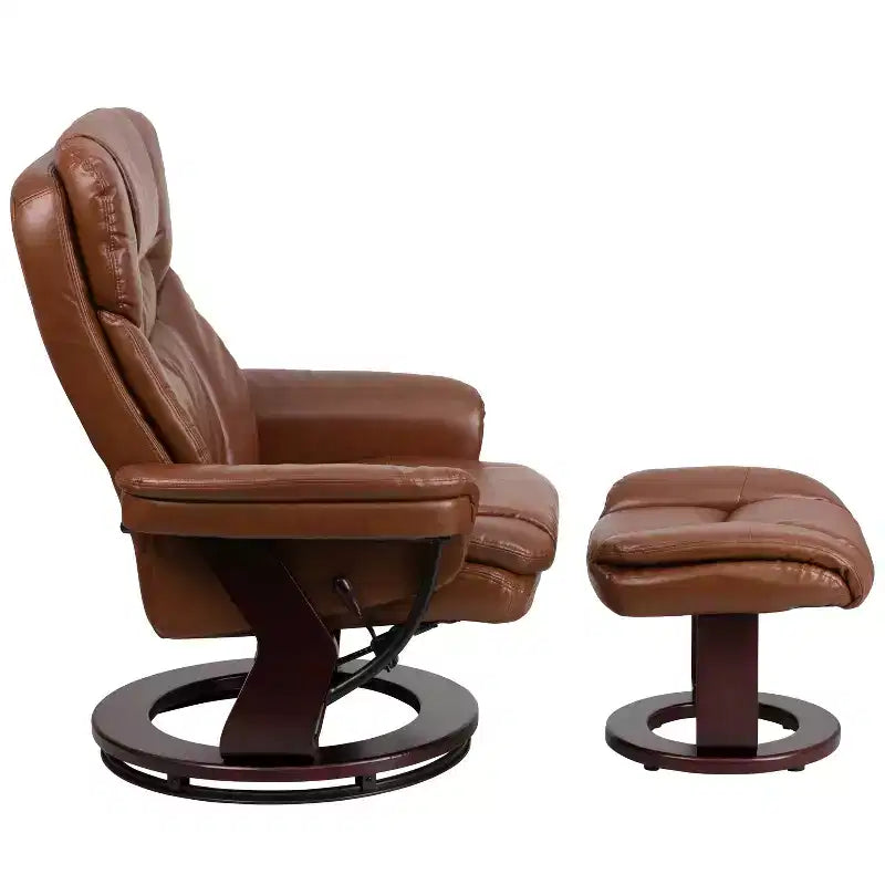 Poltrona Reclinabile Girevole in Similpelle e Poggiapiedi, 1 Posto – Beige / Nero / Marrone Vintage / Grigio / Palomino