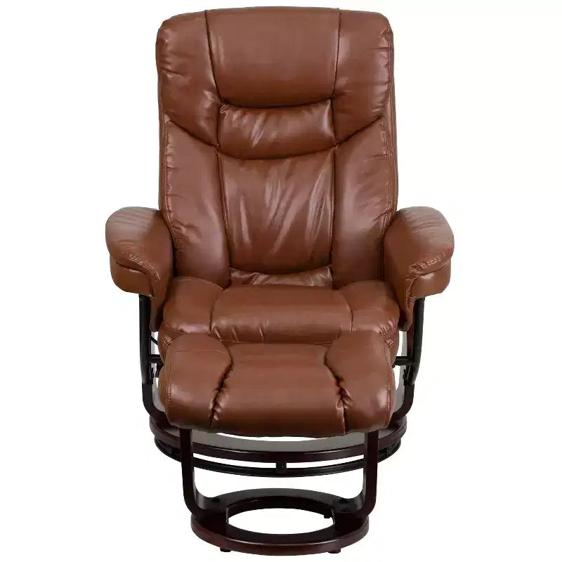 Poltrona Reclinabile Girevole in Similpelle e Poggiapiedi, 1 Posto – Beige / Nero / Marrone Vintage / Grigio / Palomino