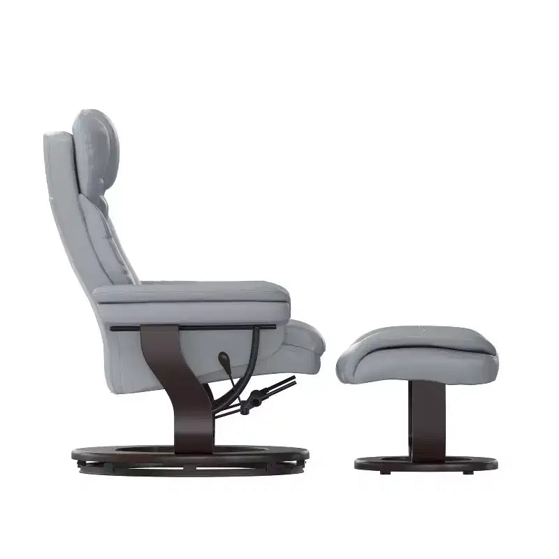 Poltrona Reclinabile Girevole in Similpelle e Poggiapiedi, 1 Posto – Beige / Nero / Marrone Vintage / Grigio / Palomino
