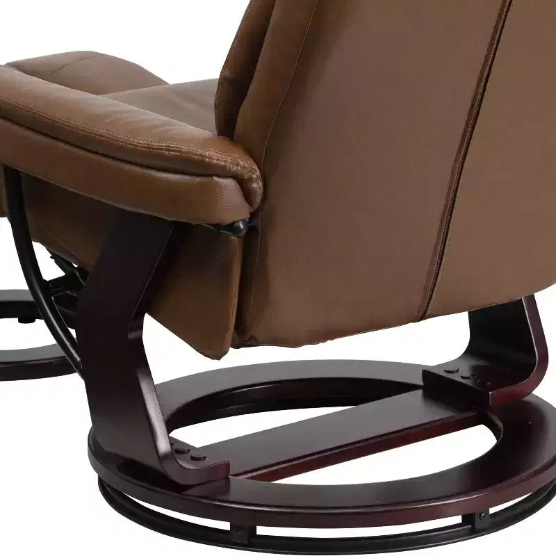 Poltrona Reclinabile Girevole in Similpelle e Poggiapiedi, 1 Posto – Beige / Nero / Marrone Vintage / Grigio / Palomino