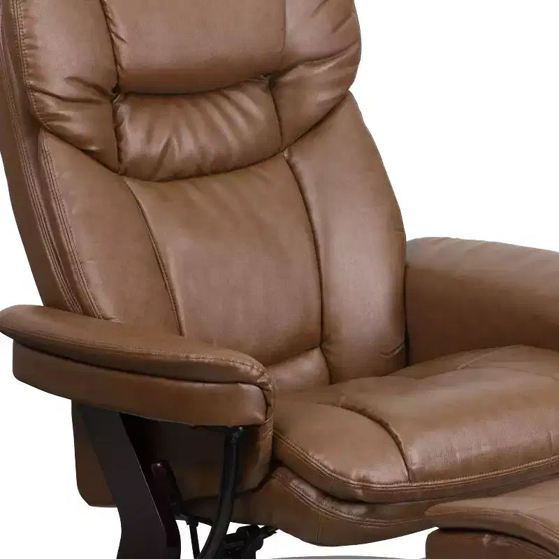 Poltrona Reclinabile Girevole in Similpelle e Poggiapiedi, 1 Posto – Beige / Nero / Marrone Vintage / Grigio / Palomino