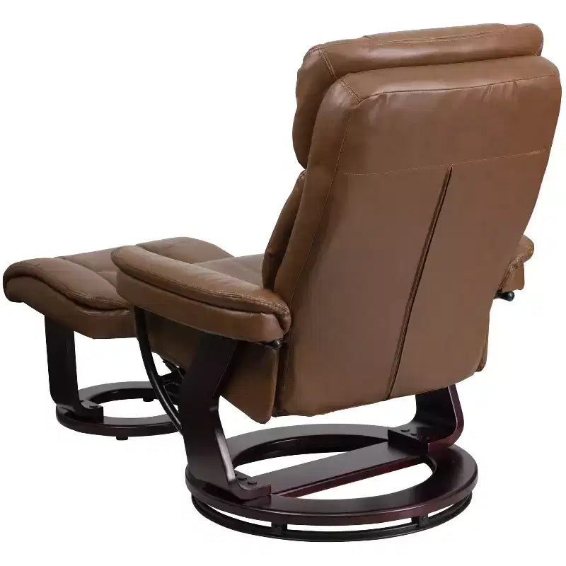 Poltrona Reclinabile Girevole in Similpelle e Poggiapiedi, 1 Posto – Beige / Nero / Marrone Vintage / Grigio / Palomino