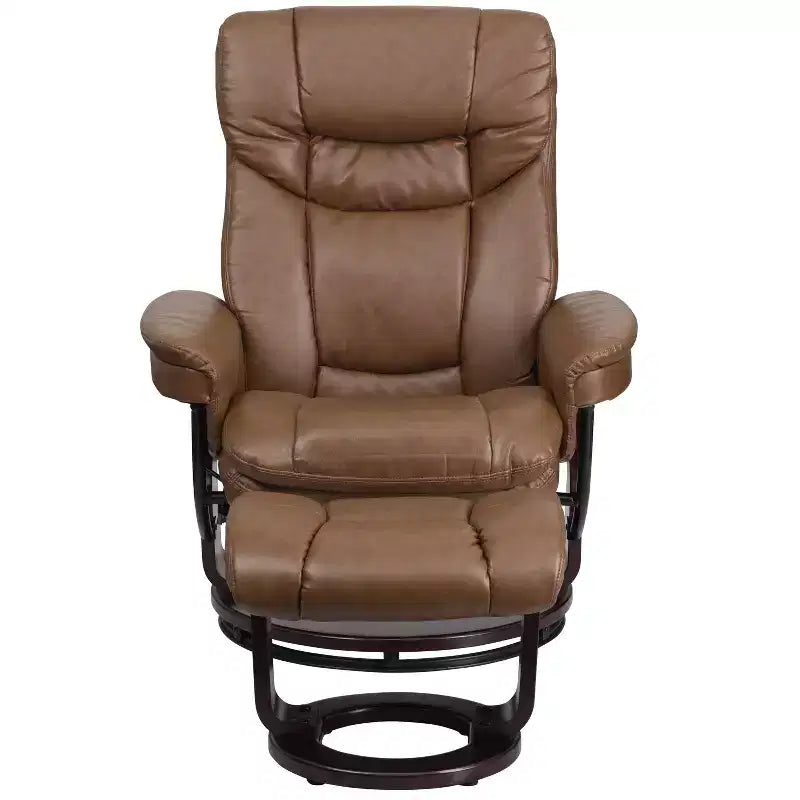Poltrona Reclinabile Girevole in Similpelle e Poggiapiedi, 1 Posto – Beige / Nero / Marrone Vintage / Grigio / Palomino