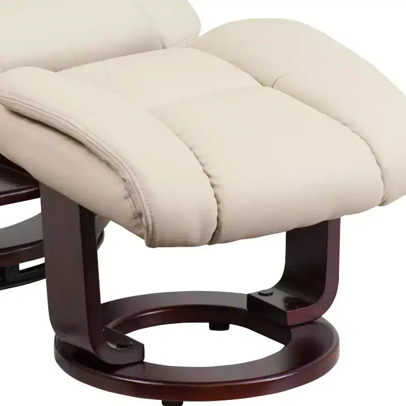 Poltrona Reclinabile Girevole in Similpelle e Poggiapiedi, 1 Posto – Beige / Nero / Marrone Vintage / Grigio / Palomino