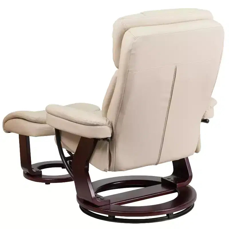 Poltrona Reclinabile Girevole in Similpelle e Poggiapiedi, 1 Posto – Beige / Nero / Marrone Vintage / Grigio / Palomino